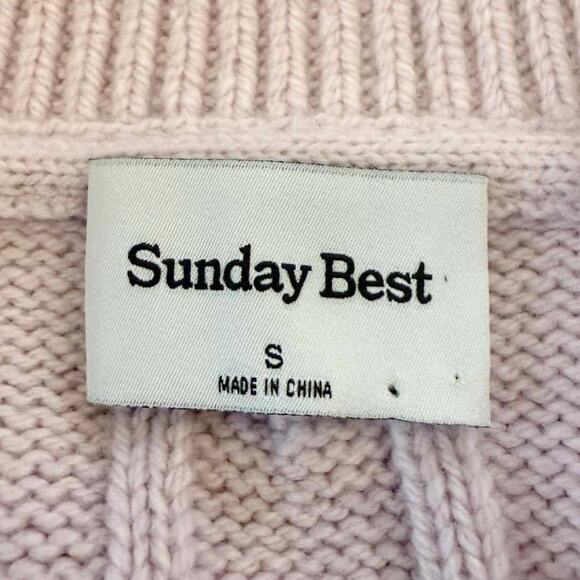 Aritzia Sunday Best Pink Cable Knit V-Neck Collar Lottie Sweater NWOT - Picture 5 of 10